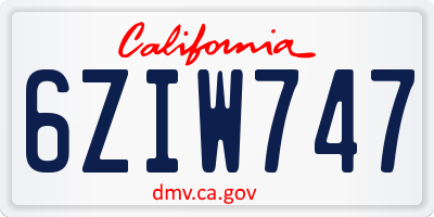 CA license plate 6ZIW747