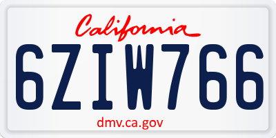 CA license plate 6ZIW766