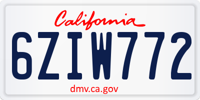 CA license plate 6ZIW772