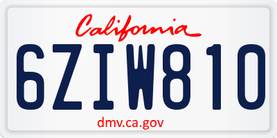 CA license plate 6ZIW810