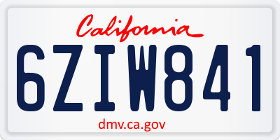 CA license plate 6ZIW841