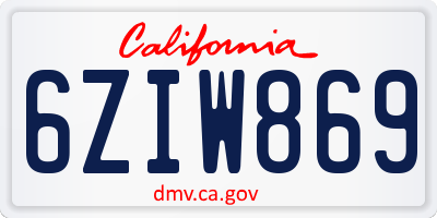CA license plate 6ZIW869