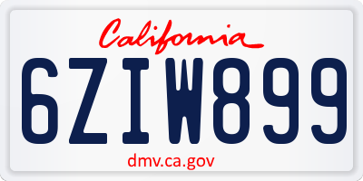 CA license plate 6ZIW899