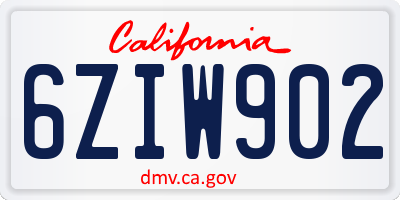 CA license plate 6ZIW902