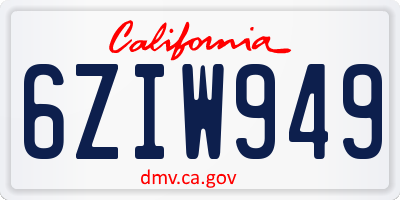 CA license plate 6ZIW949