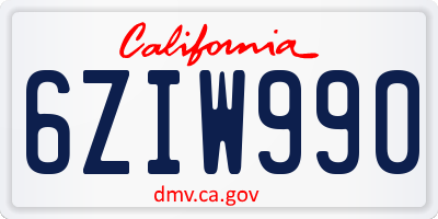 CA license plate 6ZIW990