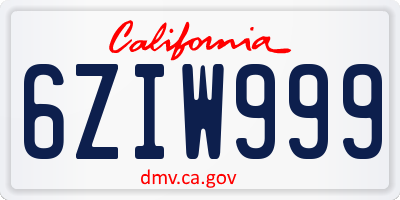 CA license plate 6ZIW999