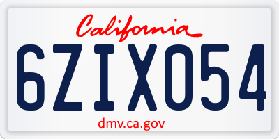 CA license plate 6ZIX054