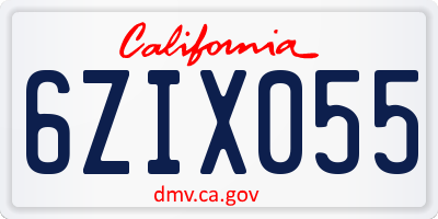 CA license plate 6ZIX055