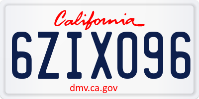 CA license plate 6ZIX096