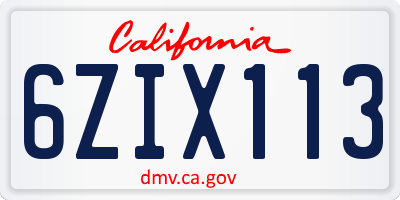 CA license plate 6ZIX113