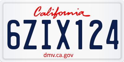 CA license plate 6ZIX124