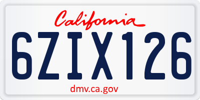 CA license plate 6ZIX126