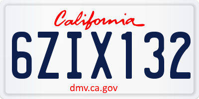 CA license plate 6ZIX132