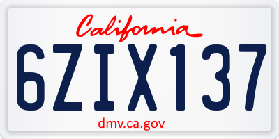 CA license plate 6ZIX137