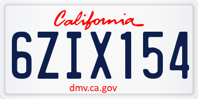 CA license plate 6ZIX154