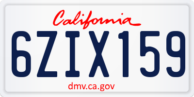CA license plate 6ZIX159