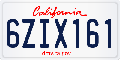 CA license plate 6ZIX161