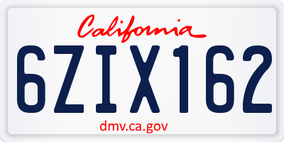 CA license plate 6ZIX162