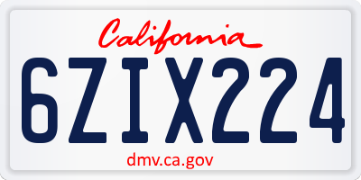 CA license plate 6ZIX224