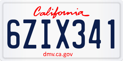 CA license plate 6ZIX341