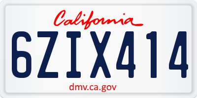 CA license plate 6ZIX414