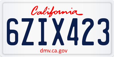 CA license plate 6ZIX423
