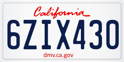 CA license plate 6ZIX430