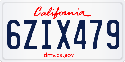 CA license plate 6ZIX479