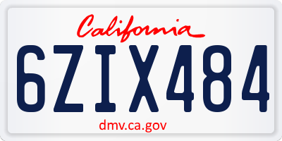 CA license plate 6ZIX484