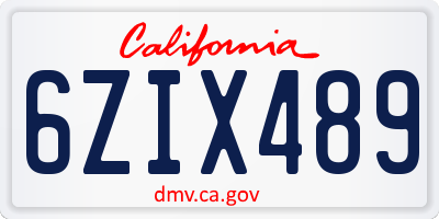 CA license plate 6ZIX489