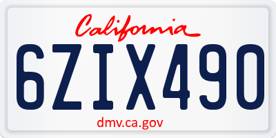 CA license plate 6ZIX490