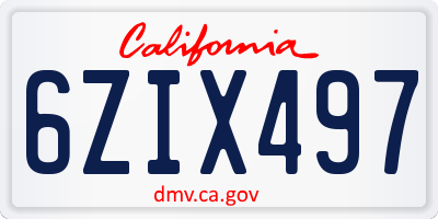CA license plate 6ZIX497