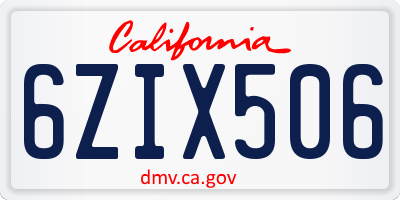 CA license plate 6ZIX506