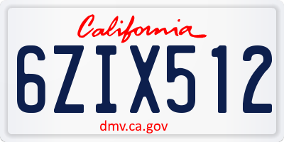 CA license plate 6ZIX512
