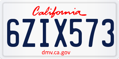 CA license plate 6ZIX573