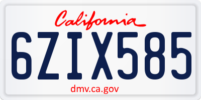 CA license plate 6ZIX585