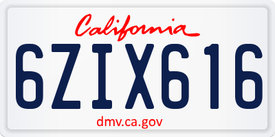 CA license plate 6ZIX616