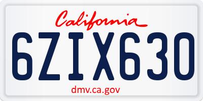 CA license plate 6ZIX630
