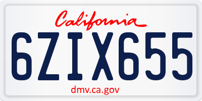 CA license plate 6ZIX655