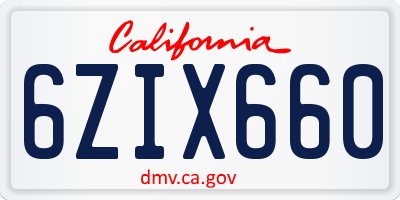 CA license plate 6ZIX660