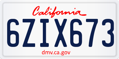CA license plate 6ZIX673