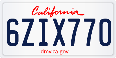 CA license plate 6ZIX770