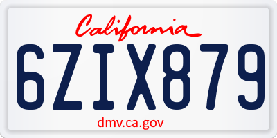 CA license plate 6ZIX879