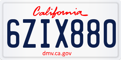 CA license plate 6ZIX880