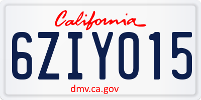 CA license plate 6ZIY015