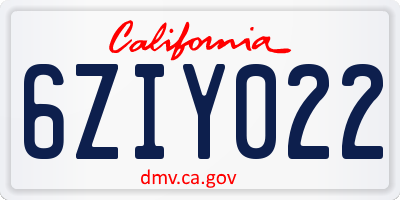 CA license plate 6ZIY022
