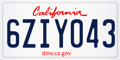 CA license plate 6ZIY043