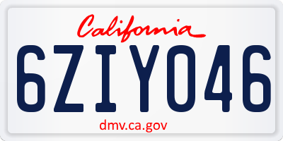 CA license plate 6ZIY046