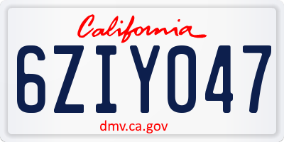 CA license plate 6ZIY047